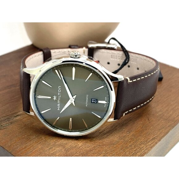 Hamilton Men's Watch H38525561 Swiss Automatic Green Dial Leather Band 40mm - Picture 9 of 15